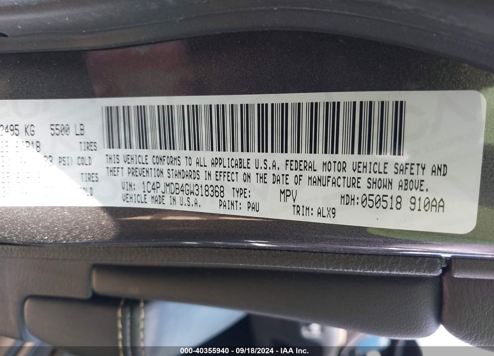 2016 JEEP CHEROKEE HIGH ALTITUDE VIN: 1C4PJMDB4GW318368