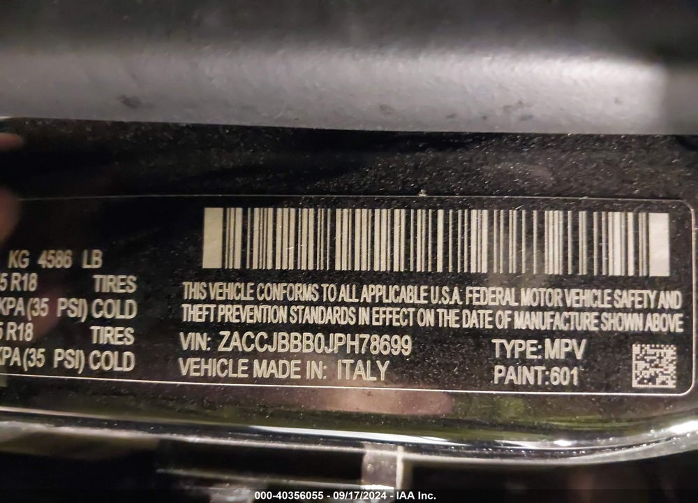 2018 JEEP RENEGADE ALTITUDE 4X4 VIN: ZACCJBBB0JPH78699