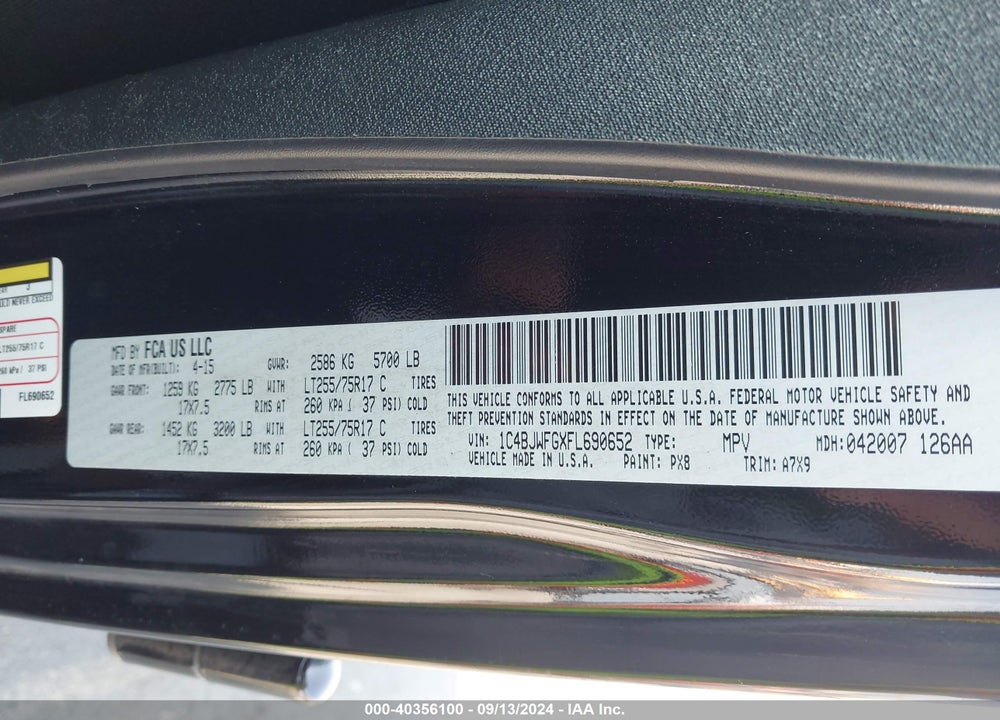 2015 JEEP WRANGLER UNLIMITED RUBICON VIN: 1C4BJWFGXFL690652