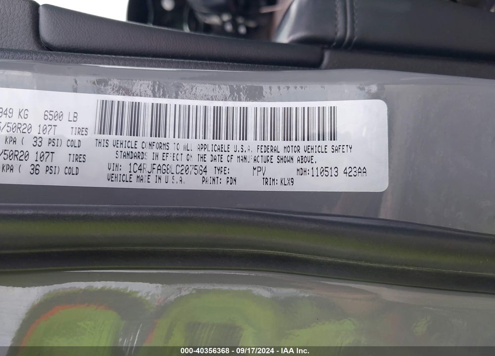 2020 JEEP GRAND CHEROKEE ALTITUDE 4X4 VIN: 1C4RJFAG8LC207564