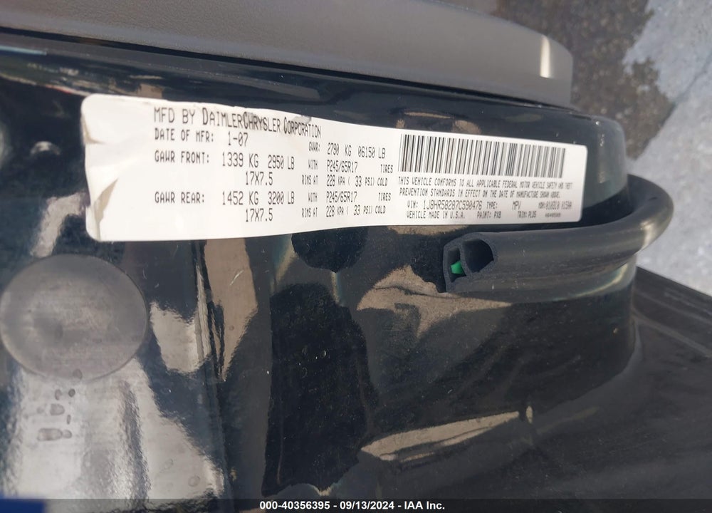 2007 JEEP GRAND CHEROKEE LIMITED VIN: 1J8HR58287C590476