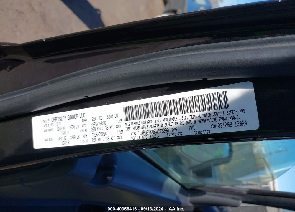 2011 JEEP LIBERTY SPORT VIN: 1J4PN2GK8BW562290