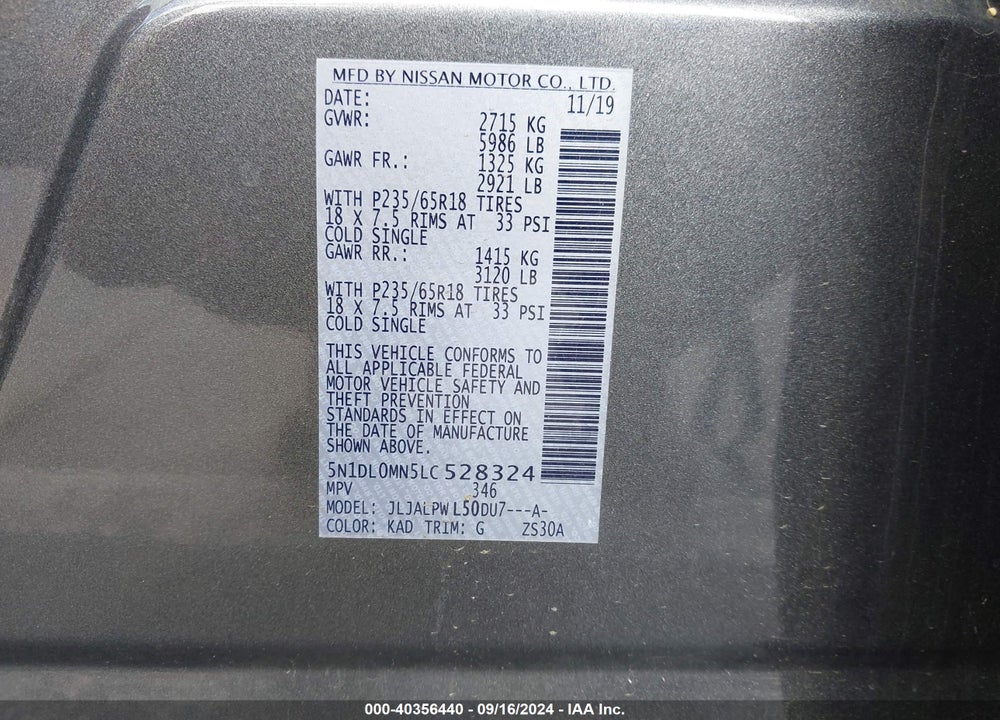 2020 INFINITI QX60 VIN: 5N1DL0MN5LC528324