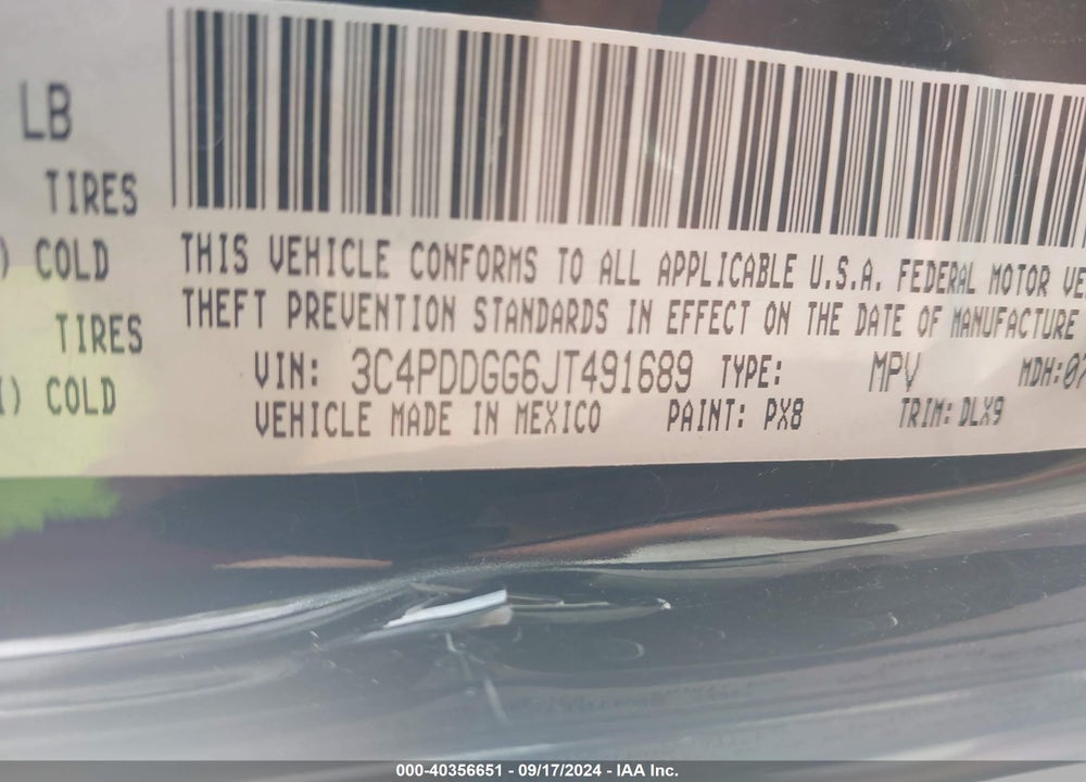 2018 DODGE JOURNEY CROSSROAD AWD VIN: 3C4PDDGG6JT491689