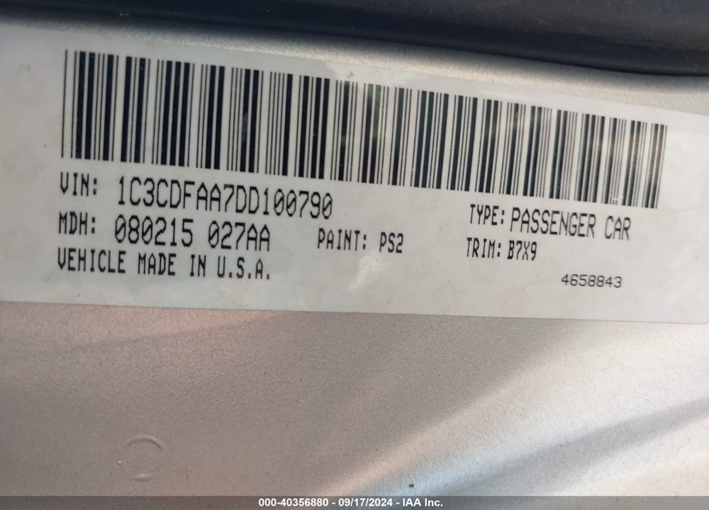 2013 DODGE DART SE VIN: 1C3CDFAA7DD100790