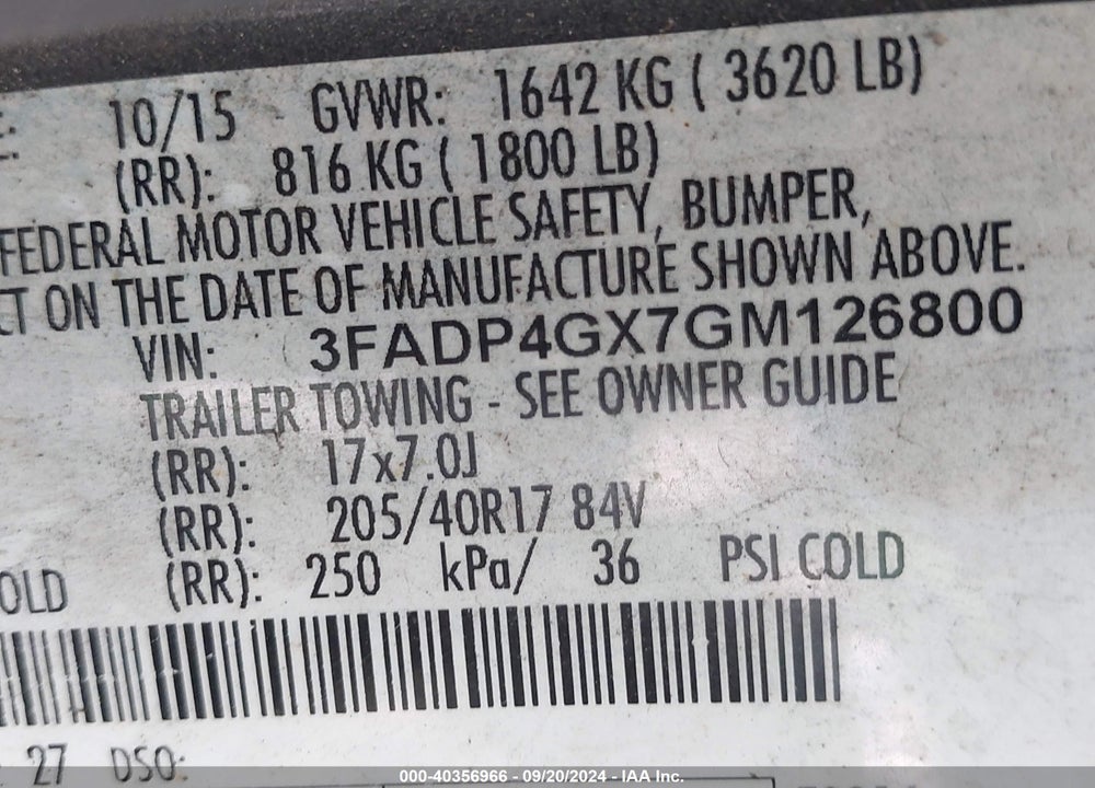 2016 FORD FIESTA ST VIN: 3FADP4GX7GM126800
