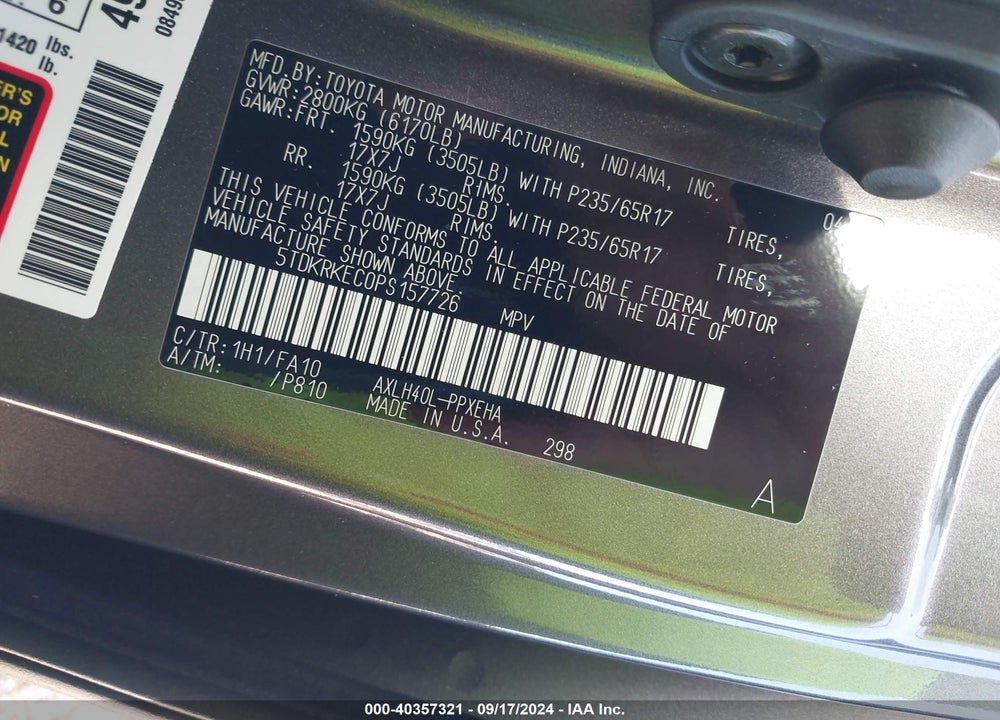 2023 TOYOTA SIENNA LE VIN: 5TDKRKEC0PS157726