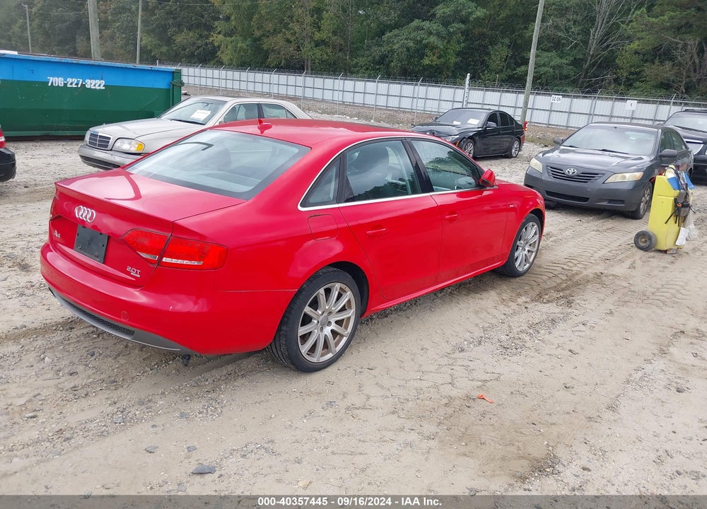2012 AUDI A4 2.0T PREMIUM VIN: WAUFFBFL7CN003861