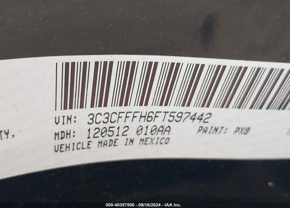 2015 FIAT 500 ABARTH VIN: 3C3CFFFH6FT597442