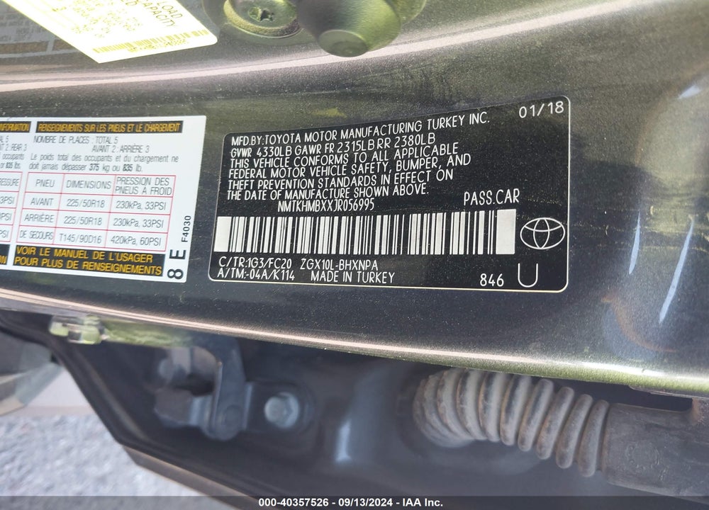 2018 TOYOTA C-HR XLE VIN: NMTKHMBXXJR056995
