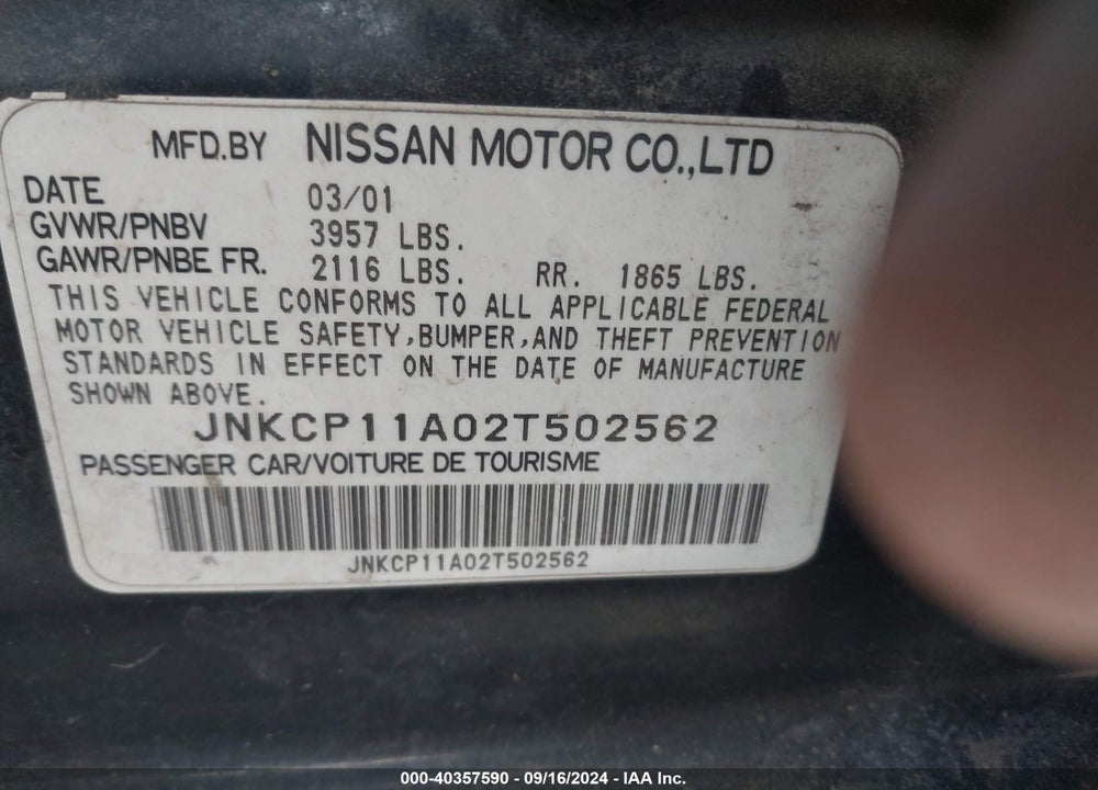2002 INFINITI G20 LUXURY VIN: JNKCP11A02T502562
