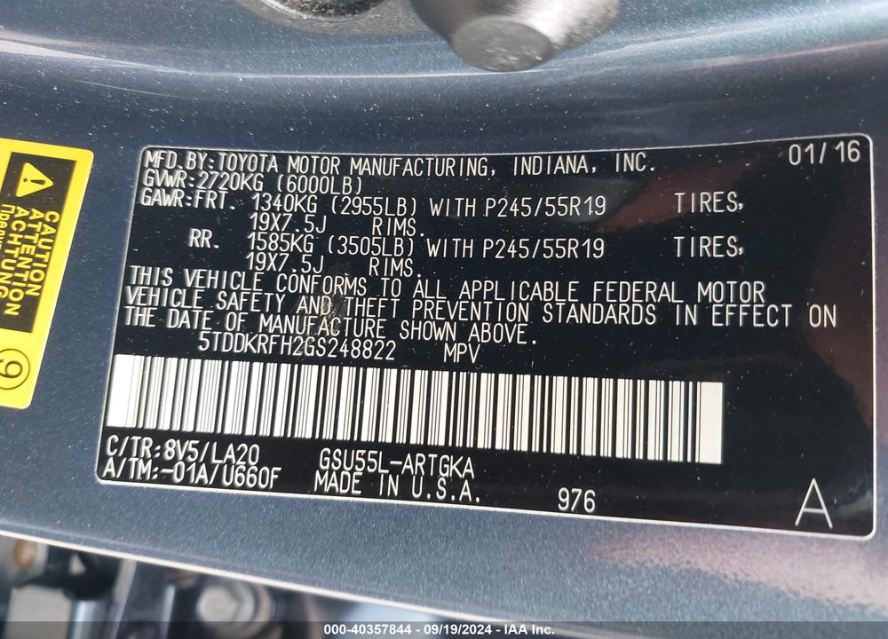 2016 TOYOTA HIGHLANDER LIMITED V6 VIN: 5TDDKRFH2GS248822