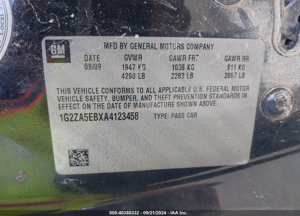 2010 PONTIAC G6 VIN: 1G2ZA5EBXA4123458