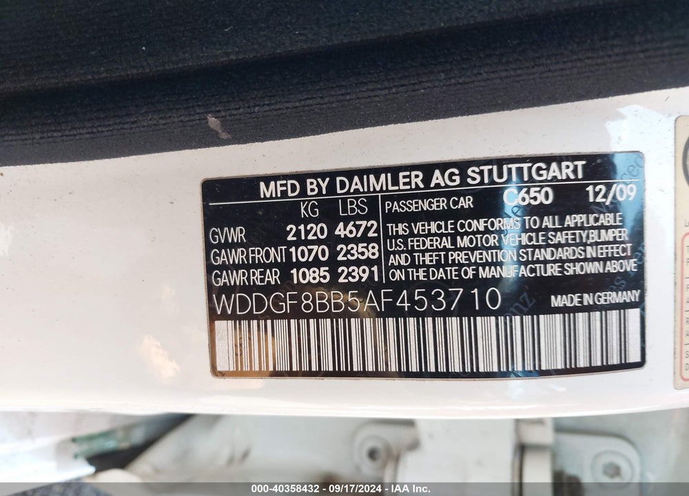 2010 MERCEDES-BENZ C 300 LUXURY 4MATIC/SPORT 4MATIC VIN: WDDGF8BB5AF453710