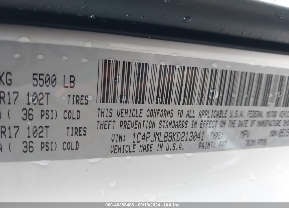 2019 JEEP CHEROKEE LATITUDE PLUS 4X4 VIN: 1C4PJMLB9KD213041