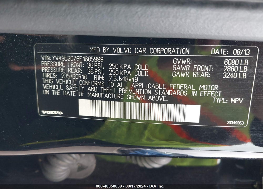 2014 VOLVO XC90 3.2 VIN: YV4952CZ6E1685988