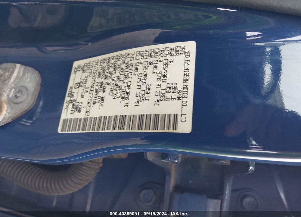2004 NISSAN XTERRA XE VIN: 5N1ED28Y74C675232