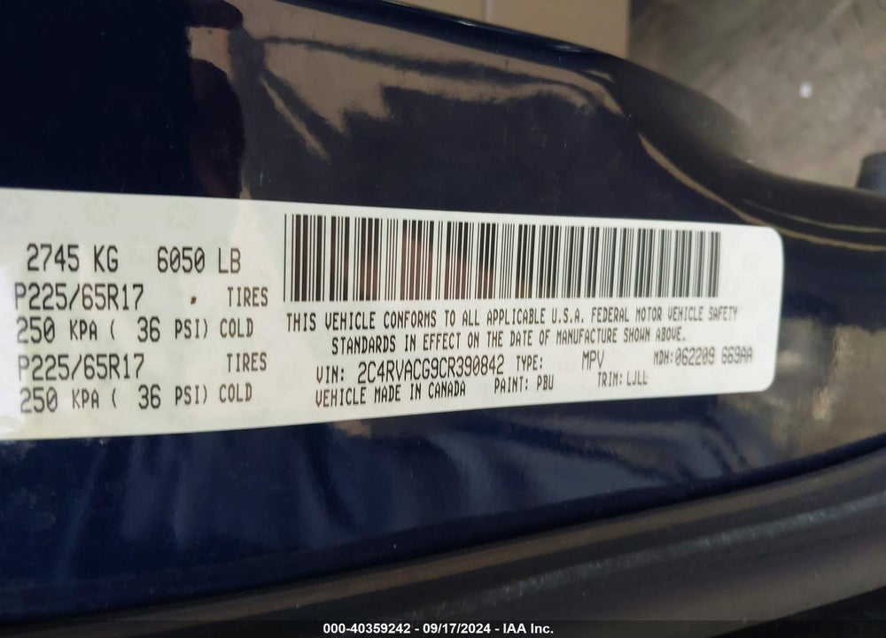 2012 VOLKSWAGEN ROUTAN SEL VIN: 2C4RVACG9CR390842