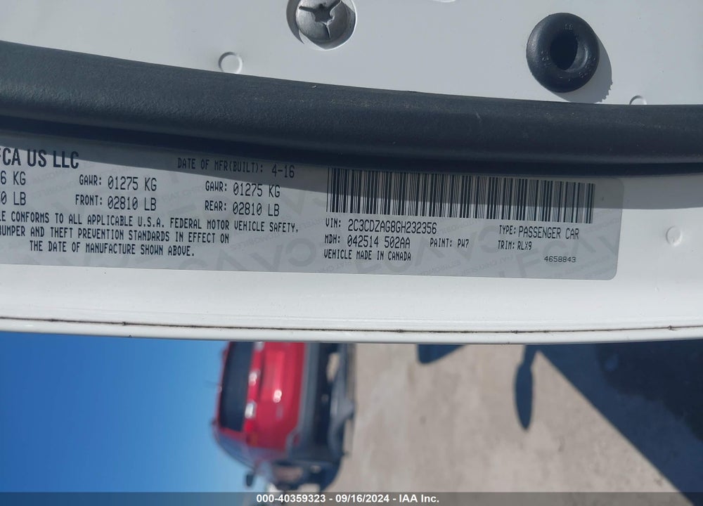 2016 DODGE CHALLENGER SXT PLUS VIN: 2C3CDZAG8GH232356