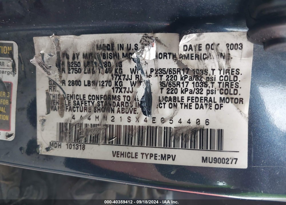 2004 MITSUBISHI ENDEAVOR LS VIN: 4A4MN21SX4E054406