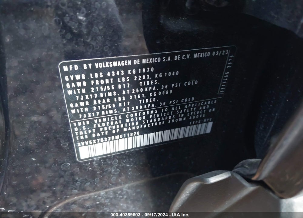 2024 VOLKSWAGEN TAOS 1.5T S VIN: 3VV5X7B22RM011828