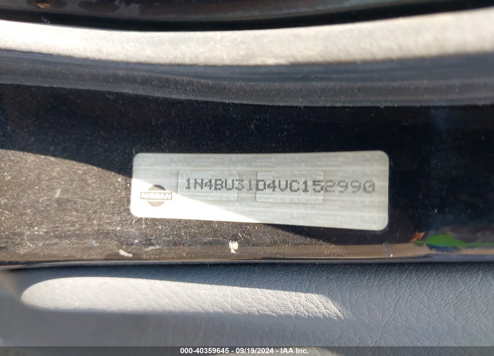 1997 NISSAN ALTIMA GLE/GXE/SE/XE VIN: 1N4BU31D4VC152990