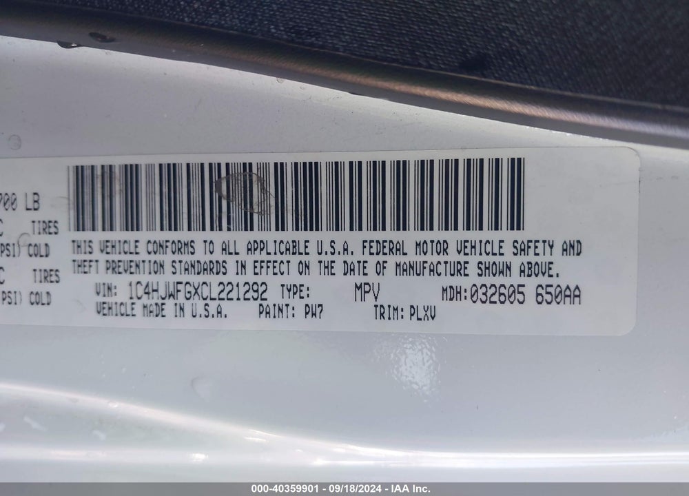 2012 JEEP WRANGLER UNLIMITED RUBICON VIN: 1C4HJWFGXCL221292
