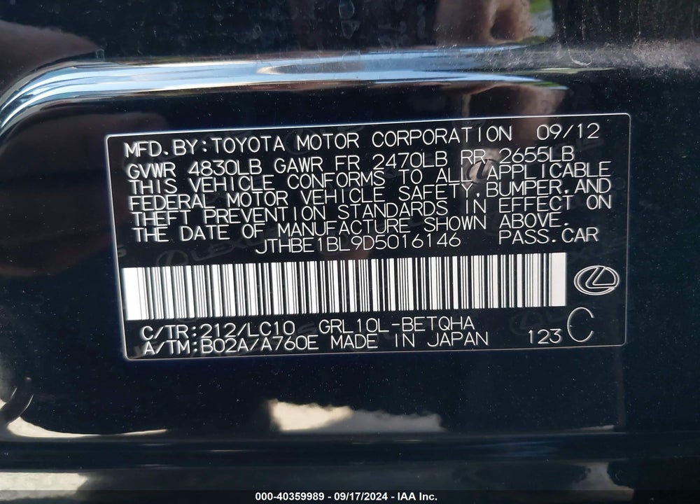 2013 LEXUS GS 350 VIN: JTHBE1BL9D5016146