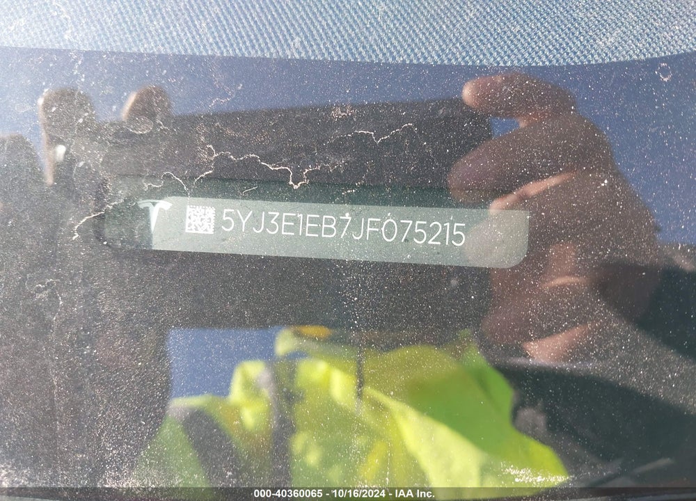 2018 TESLA MODEL 3 LONG RANGE/PERFORMANCE VIN: 5YJ3E1EB7JF075215
