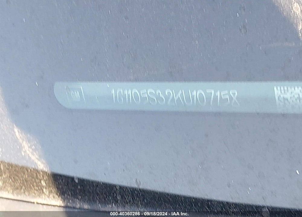 2019 CHEVROLET IMPALA PREMIER VIN: 1G1105S32KU107158