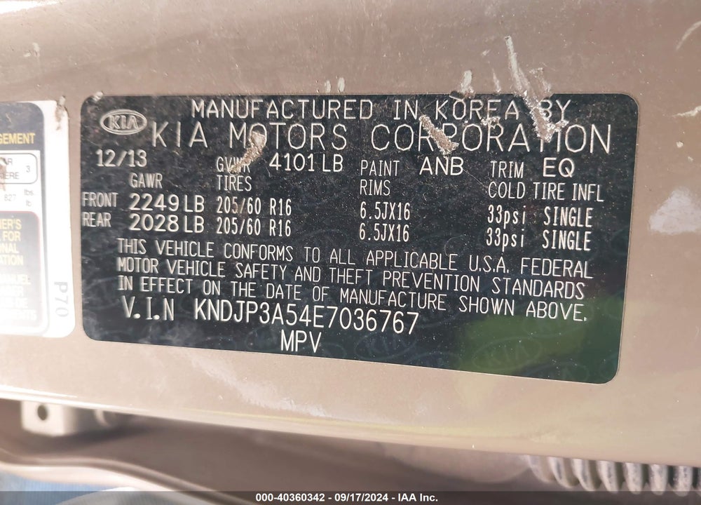 2014 KIA SOUL VIN: KNDJP3A54E7036767