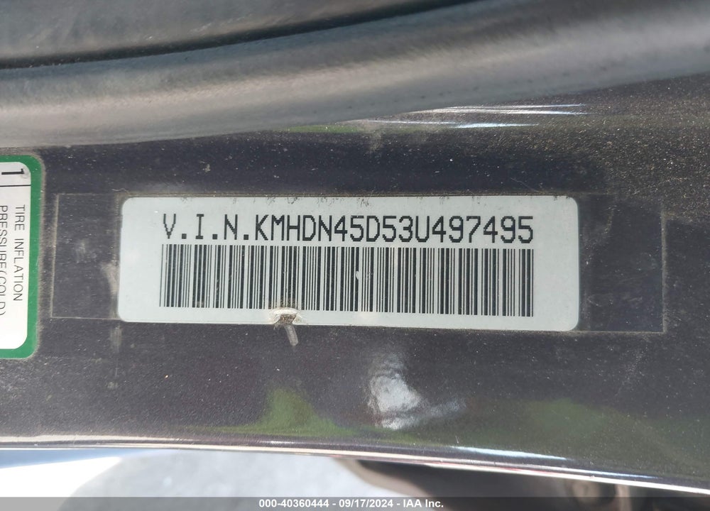 2003 HYUNDAI ELANTRA GLS/GT VIN: KMHDN45D53U497495