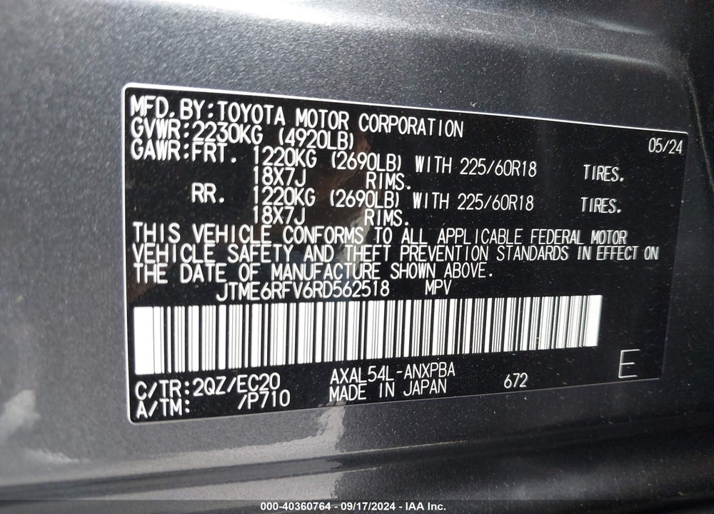 2024 TOYOTA RAV4 HYBRID XSE VIN: JTME6RFV6RD562518