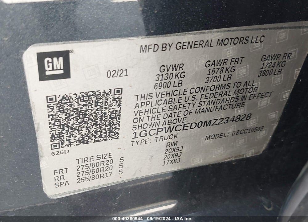 2021 CHEVROLET SILVERADO 1500 2WD SHORT BED LT VIN: 1GCPWCED0MZ234828