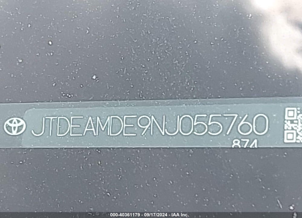 2022 TOYOTA COROLLA HYBRID LE VIN: JTDEAMDE9NJ055760
