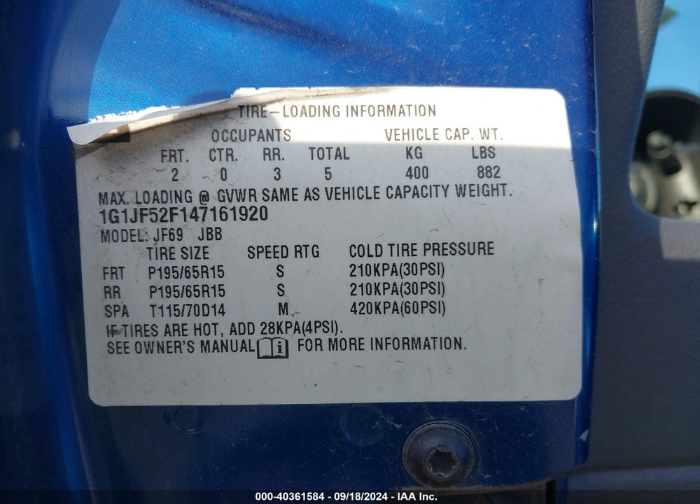 2004 CHEVROLET CAVALIER LS VIN: 1G1JF52F147161920