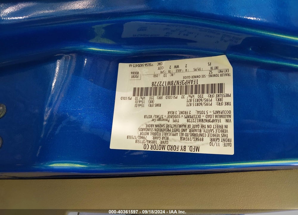 2011 FORD FOCUS SE VIN: 1FAHP3FN7BW172728