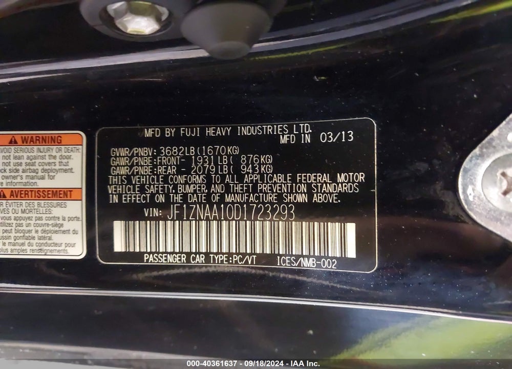 2013 SCION FR-S VIN: JF1ZNAA10D1723293