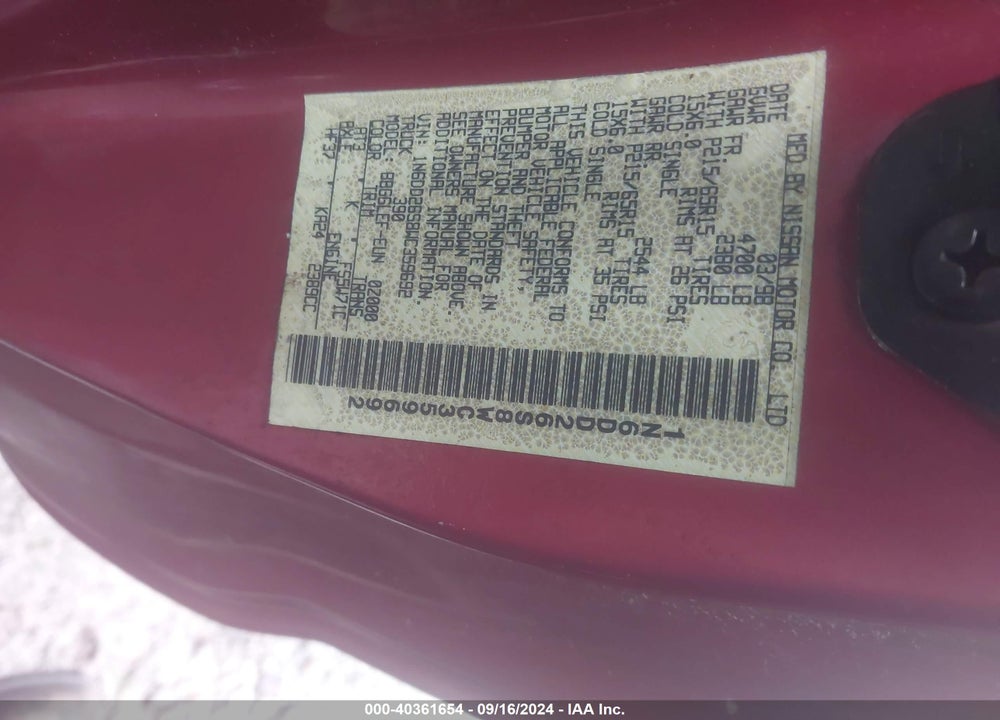 1998 NISSAN FRONTIER SE/XE VIN: 1N6DD26S8WC359692