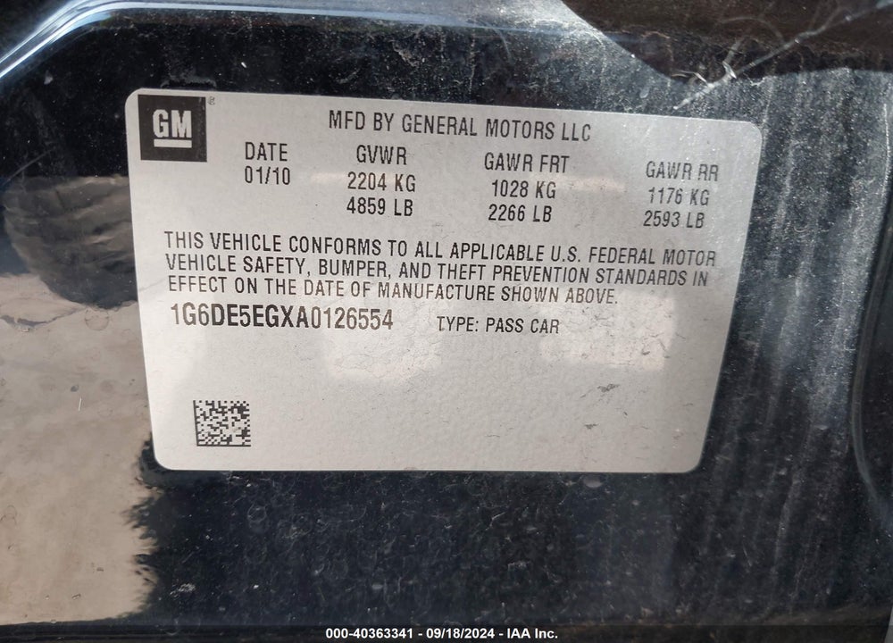2010 CADILLAC CTS LUXURY VIN: 1G6DE5EGXA0126554