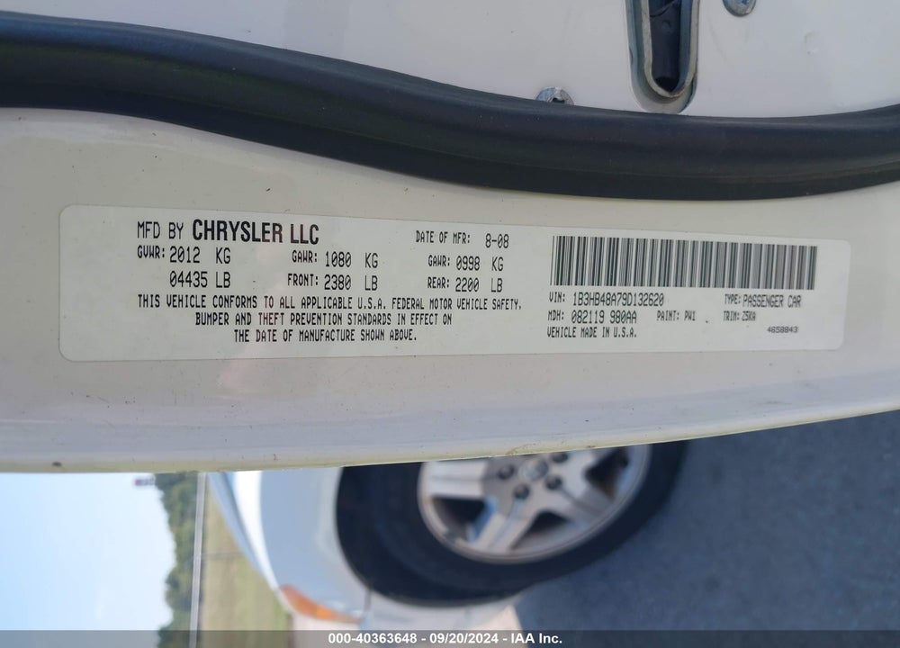 2009 DODGE CALIBER SXT VIN: 1B3HB48A79D132620