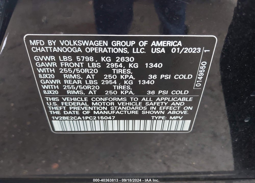 2023 VOLKSWAGEN ATLAS CROSS SPORT 3.6L V6 SEL VIN: 1V2BE2CA1PC215047