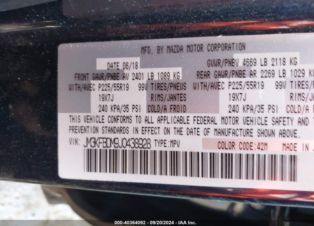 2018 MAZDA CX-5 GRAND TOURING VIN: JM3KFBDM9J0438928