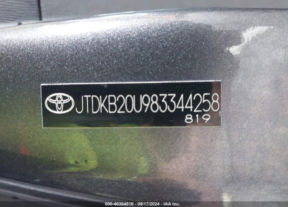 2008 TOYOTA PRIUS VIN: JTDKB20U983344258