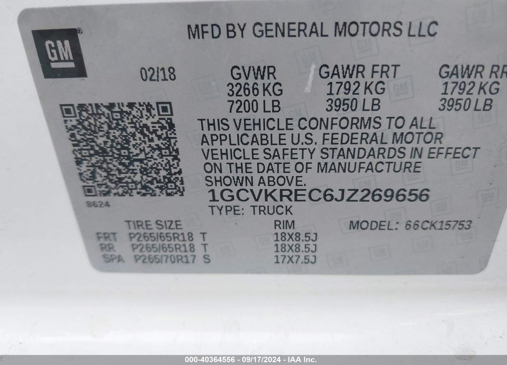 2018 CHEVROLET SILVERADO 1500 2LT VIN: 1GCVKREC6JZ269656