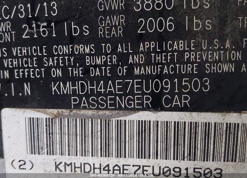 2014 HYUNDAI ELANTRA SE VIN: KMHDH4AE7EU091503