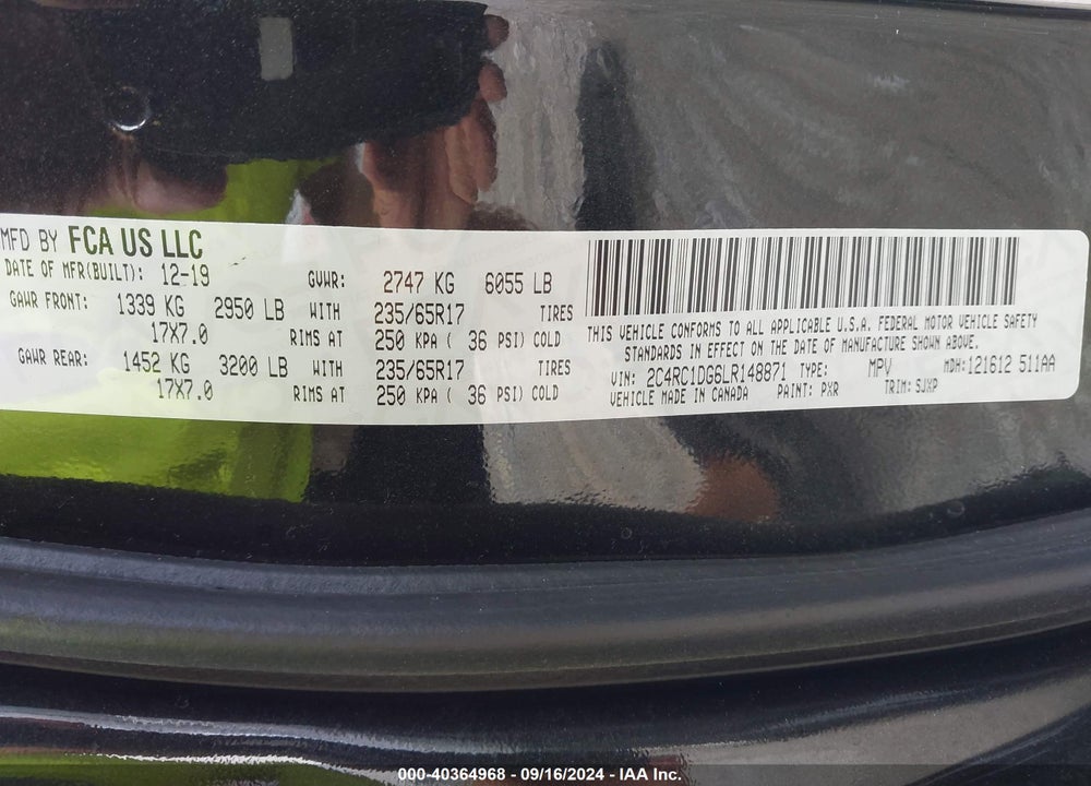 2020 CHRYSLER VOYAGER LXI VIN: 2C4RC1DG6LR148871