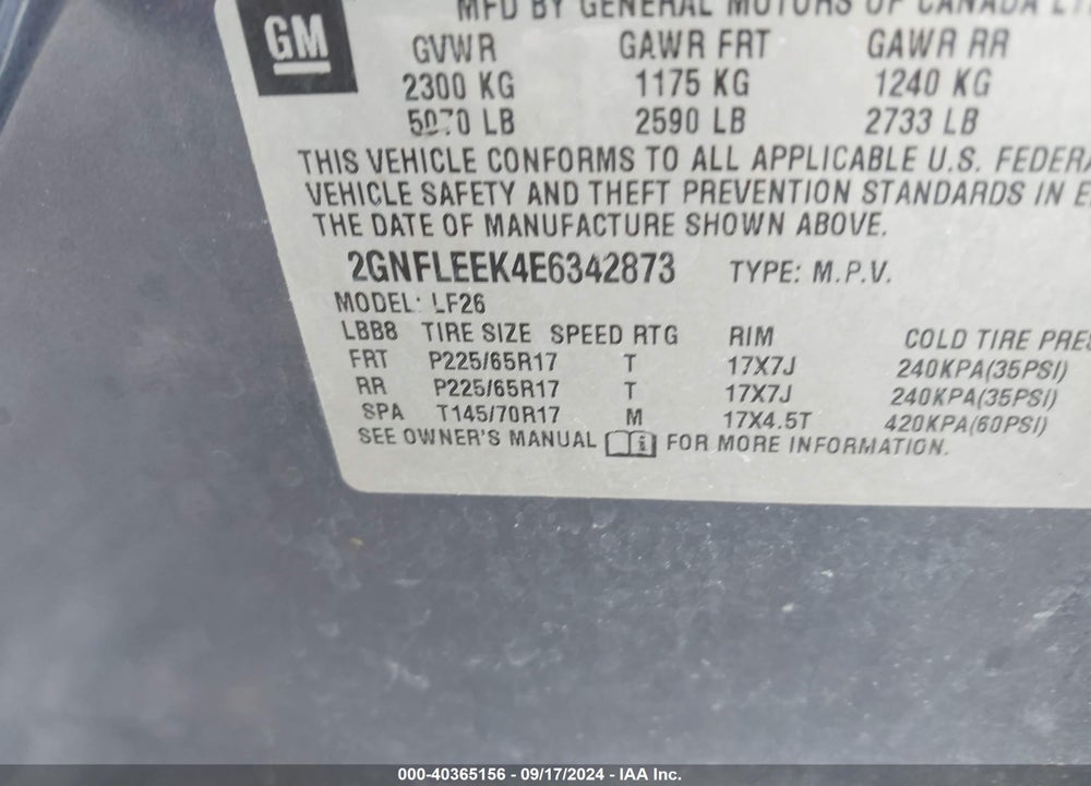 2014 CHEVROLET EQUINOX LS VIN: 2GNFLEEK4E6342873