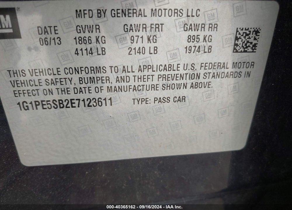 2014 CHEVROLET CRUZE 2LT AUTO VIN: 1G1PE5SB2E7123611