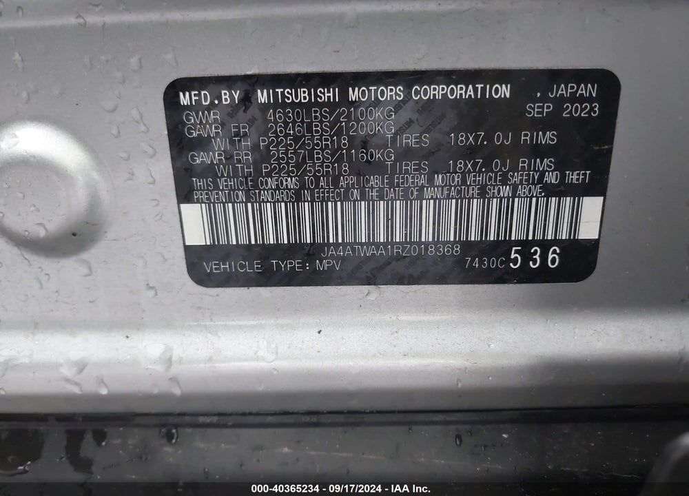2024 MITSUBISHI ECLIPSE CROSS VIN: JA4ATWAA1RZ018368